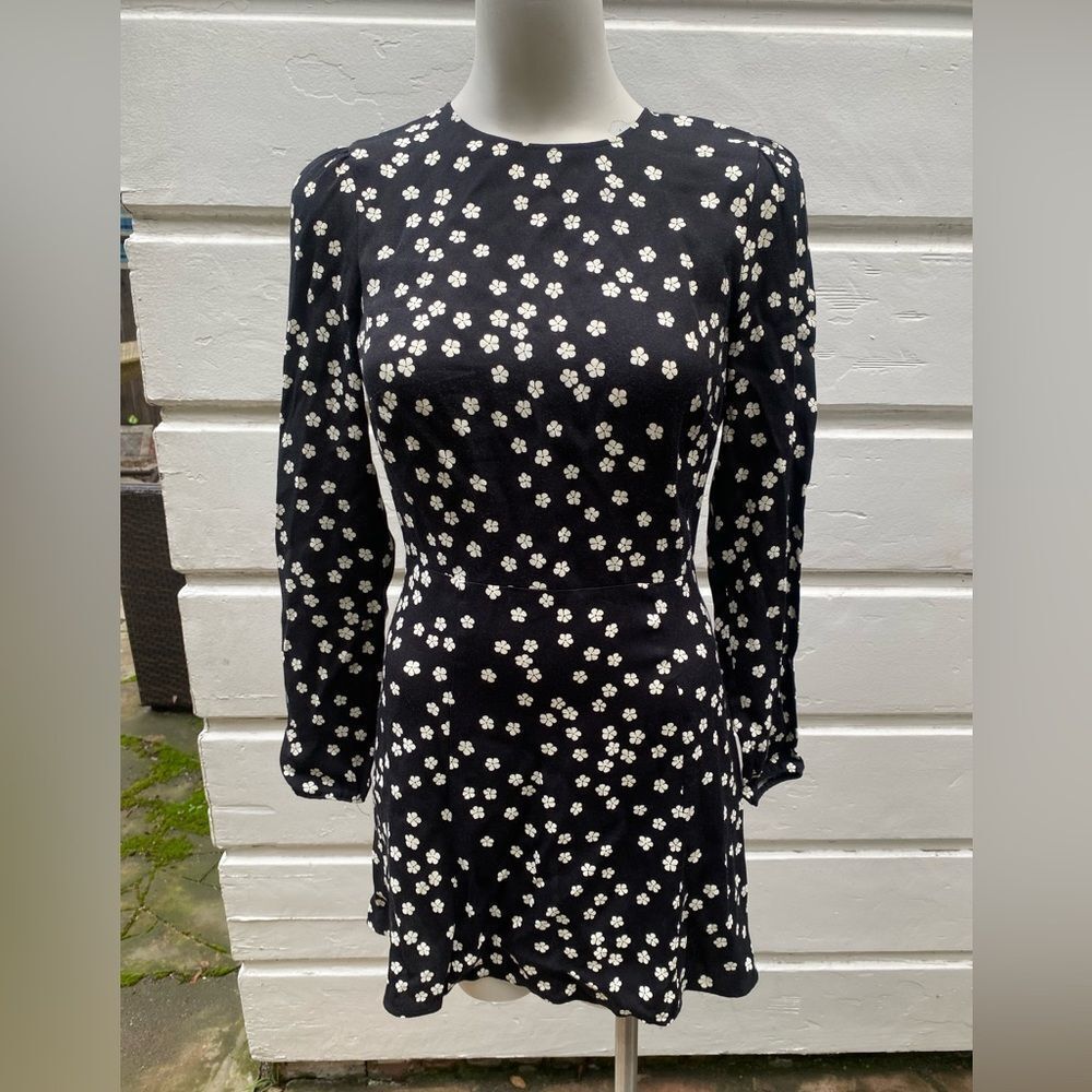 Reformation floral Black and White mini Dress size 2